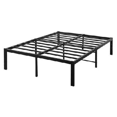 metal bed frame heavy duty platform with storage space and center support - black (300 kg)