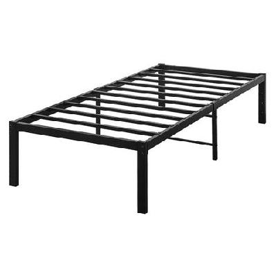 metal bed frame heavy duty platform with storage space and center support - black (150 kg)