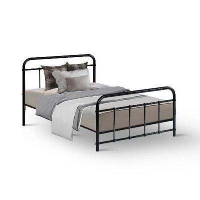metal bed frame single size platform foundation mattress base leo black