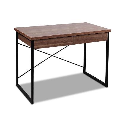 metal desk with drawer - walnut
