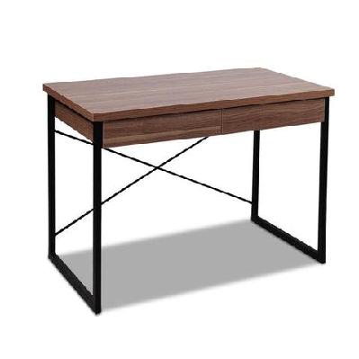 metal desk with drawer - walnut