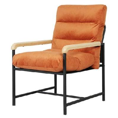 velvet accent lounge chair | armchair with metal frame and wood armrests – modern, comfy and easy to clean (orange)