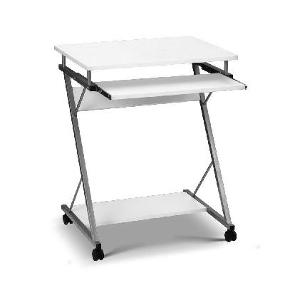 metal pull out table desk - white