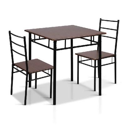 metal table and chairs - walnut and black