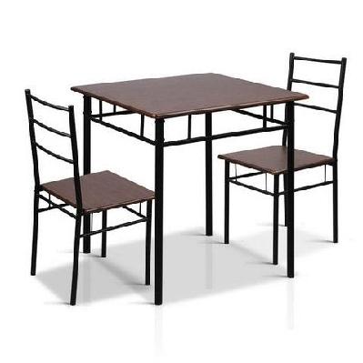 metal table and chairs - walnut and black