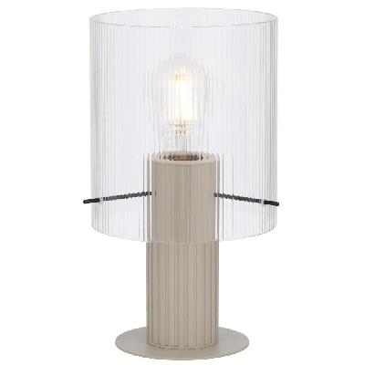 mika modern table desk lamp light metal glass grey clear satin