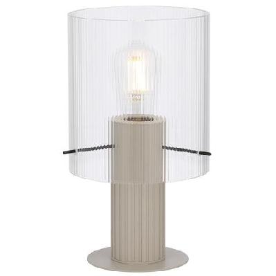 mika modern table desk lamp light metal glass grey clear satin