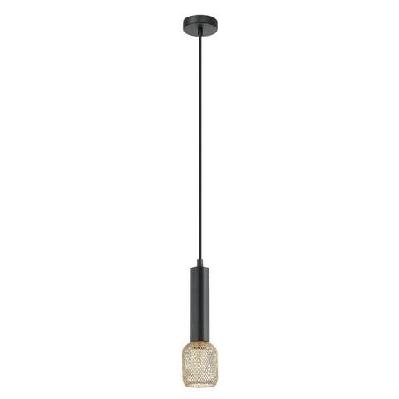 mikro pendant lamp light interior ses od75mm h250mm cylinder matte black with brass mesh