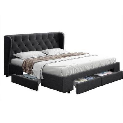 mila bed frame storage drawers fabric - charcoal queen