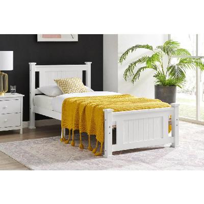mila wooden coastal bed frame white single