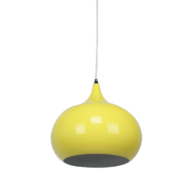 mini kirby inverted bowl metal pendant light lamp - luminous yellow
