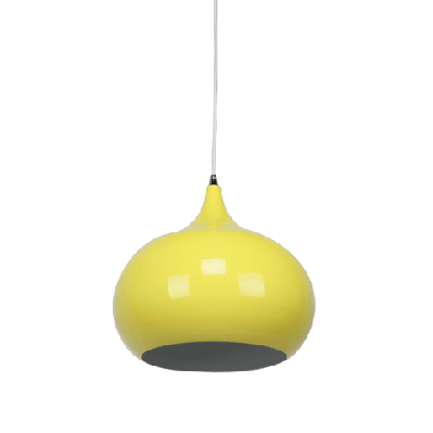 mini kirby inverted bowl metal pendant light lamp - luminous yellow