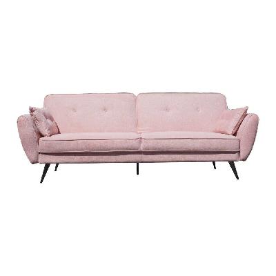 modern designer scandinavian fabric 3-seater sofa bed - pink