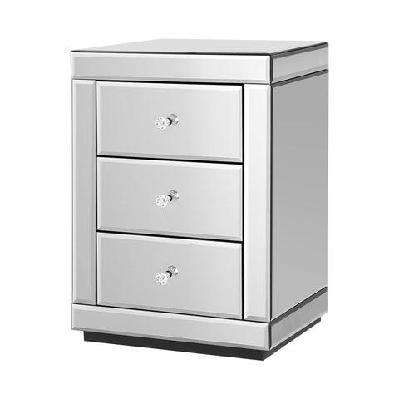 mirrored bedside table drawers furniture mirror glass presia silver