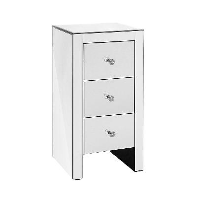 mirrored bedside table drawers furniture mirror glass quenn silver