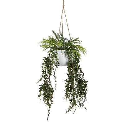 mixed fern 80cm artificial plant flower arrangement decorative in hanging planter