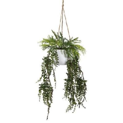 mixed fern 80cm artificial plant flower arrangement decorative in hanging planter