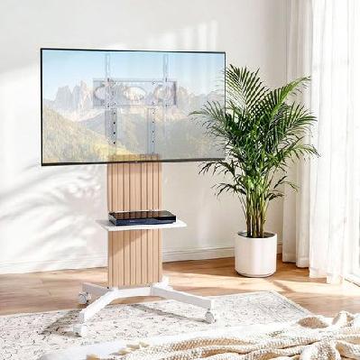 mobile tv floor stand for 32-65" mount bracket universal adjustable height with wheels