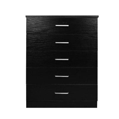 modern 5-drawer chest tallboy storage cabinet - black