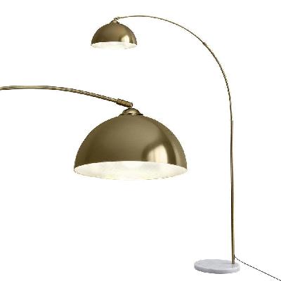 modern arched floor lamp gold brass standing heavy-duty marble base for living room bedroom