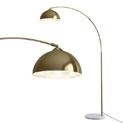 modern arched floor lamp gold brass standing heavy-duty marble base for living room bedroom