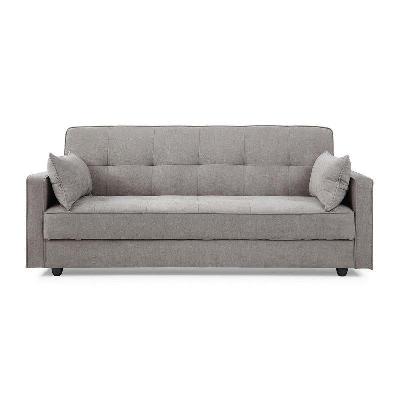modern designer 3-seater suede fabric lounge couch sofa bed - grey