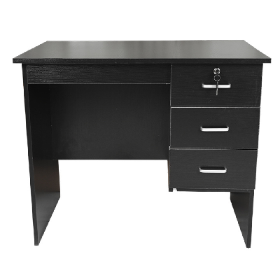 modern office writing study desk 90cm w/ 3-drawers - black
