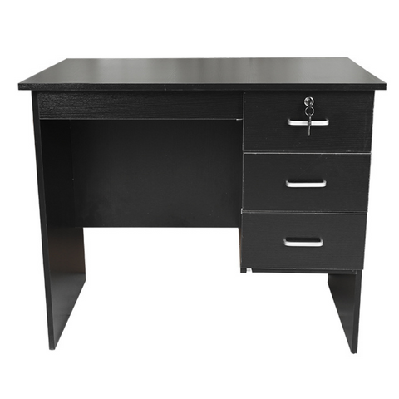 modern office writing study desk 90cm w/ 3-drawers - black