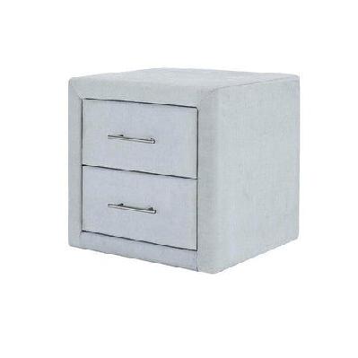 modern velvet fabric 2-drawers nightstand bedside side table - grey
