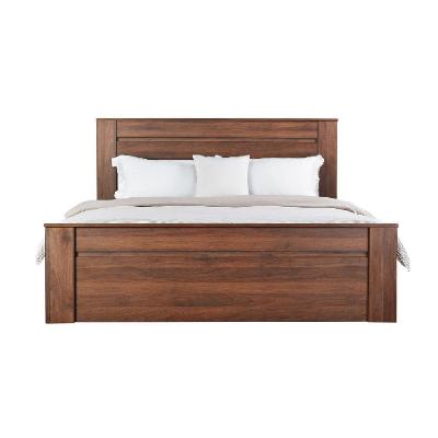 modern wooden bed frame double size w/ headboard - walnut