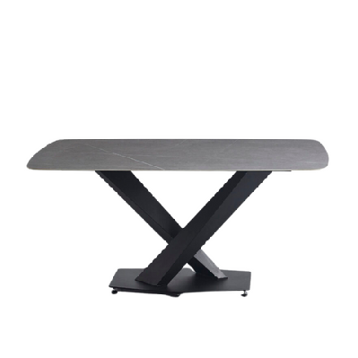 modern dining table wooden rectangular faux marble kitchen metal legs black