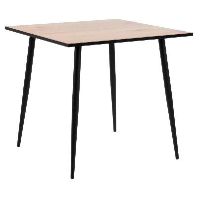 modern wooden square kitchen dining table 80cm - natural oak / black