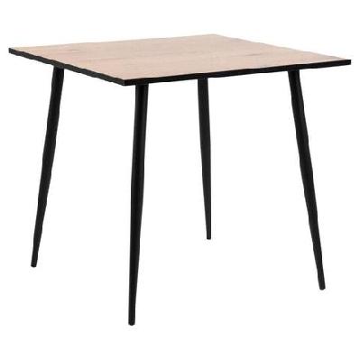 modern wooden square kitchen dining table 80cm - natural oak / black