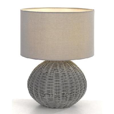 mohan modern table desk lamp light rattan grey