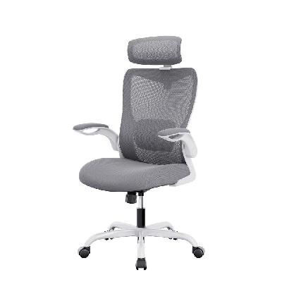 mona mesh ergonomic high back flipped armrest task computer office chair - grey