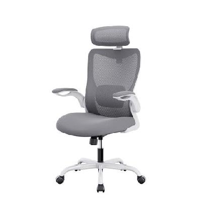 mona mesh ergonomic high back flipped armrest task computer office chair - grey