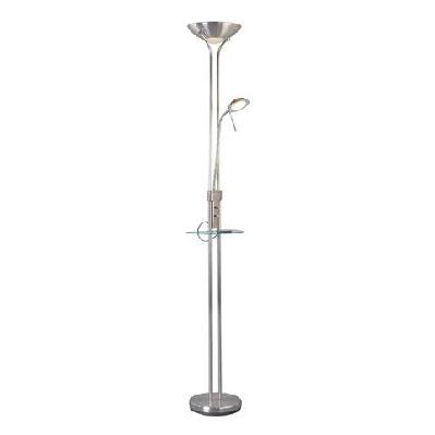 myron usb led light modern floor lamp light metal shade - satin nickel and satin chrome