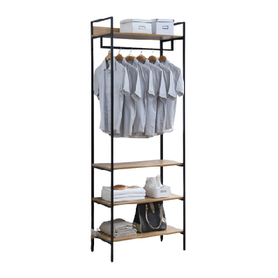 nadine garment clothes rack rail 3-tier shelves organiser wotan oak/black