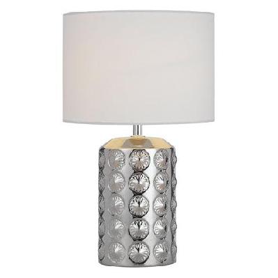 nancy contemporary table desk lamp light fabric ceramic silver white gloss