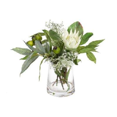 native mixed 42cm artificial plant flower arrangement decorative in glass