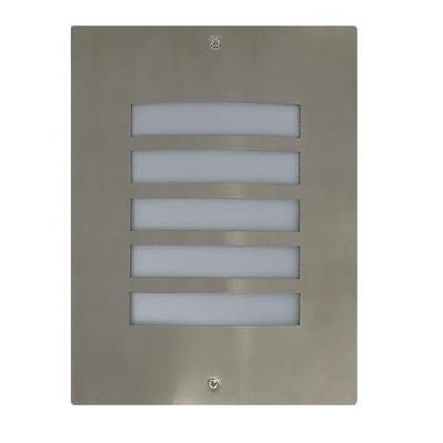 ned wall light surface mounted es rectangular stainless steel 316 ip54 grilled mask opal diffuser