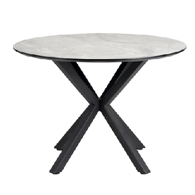 nevya wooden laminated round kitchen dining table marble effect 110cm grey cloud
