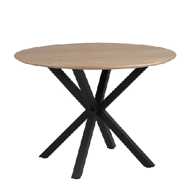nevya wooden oak veneer round kitchen dining table 110cm natural ash