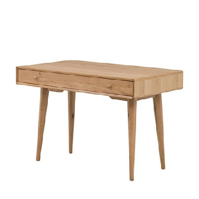 niche study writing computer office wooden desk with drawer 110cm - natural