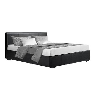 nino bed frame pu leather - black queen