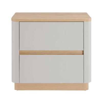 nolana wooden nighstand bedside table 2-drawers natural/grey