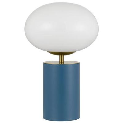 notal contemporary table desk lamp light metal glass blue satin