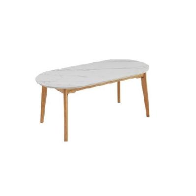 nyla marble effect ktichen dining table 180cm solid wood legs snow white