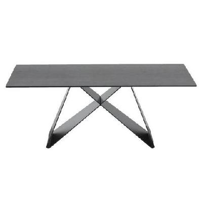 odette rectangular coffee table - black metal frame - shadow grey ceramic