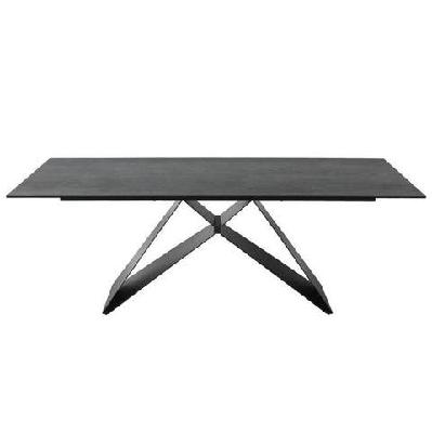odette rectangular dining table 210cm - black metal frame - shadow grey ceramic